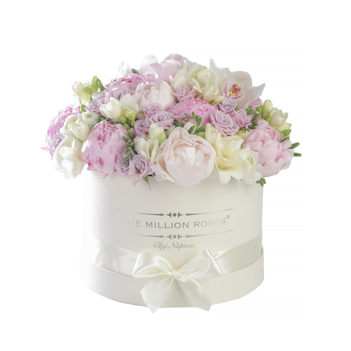 Flori mixte in cutie luxury alba