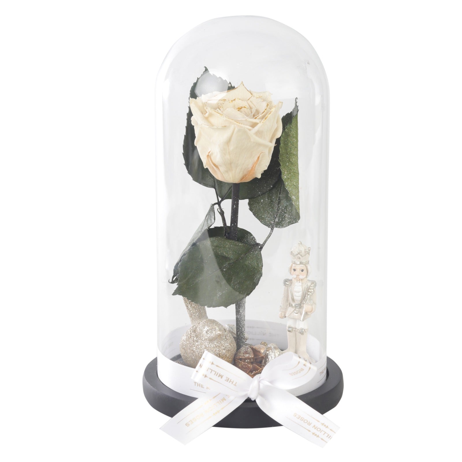 Trandafir criogenat alb in cupola de sticla-Editie de Craciun