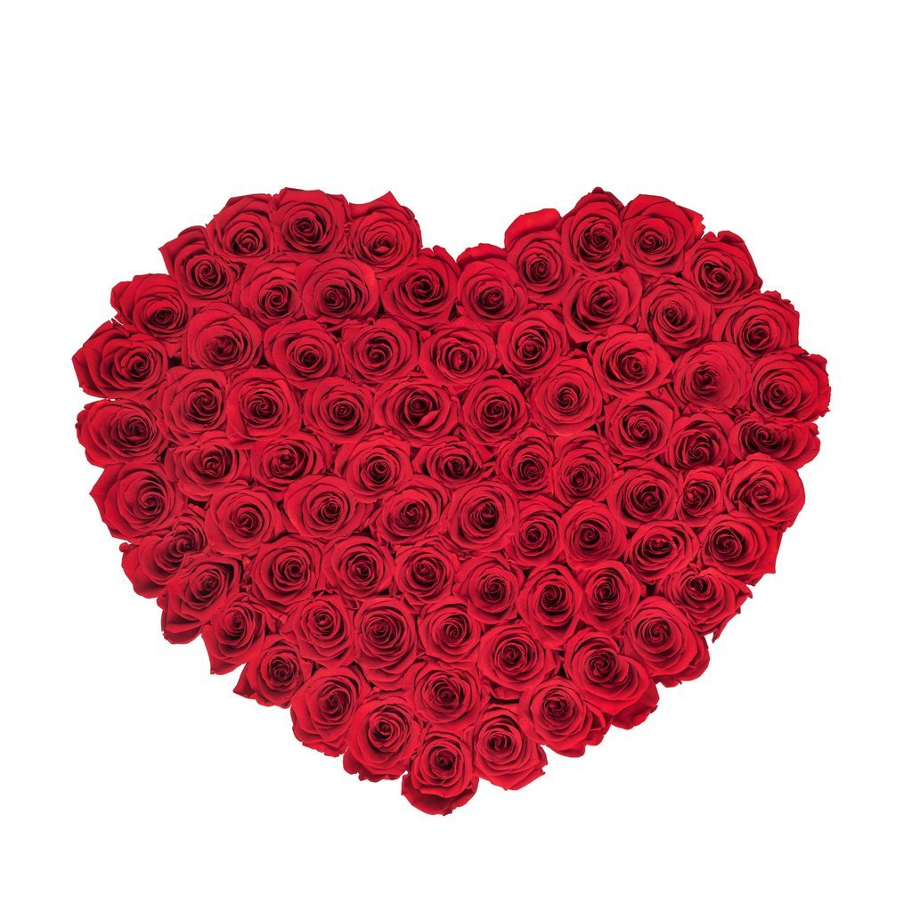 TRANDAFIRI CRIOGENATI ROSII IN CUTIE ALBA TIP INIMA THE MILLION LUXURY GIGANT