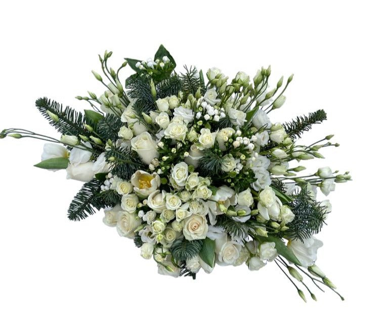 Aranjament cu flori albe de Crăciun - Astrid Gold Christmas