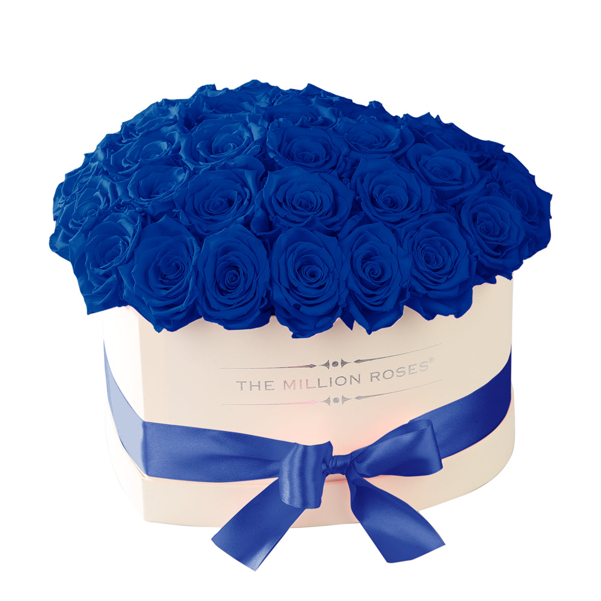 TRANDAFIRI CRIOGENAȚI ALBASTRI ÎN CUTIE ‘THE MILLION HEART’ TIP INIMĂ CREM