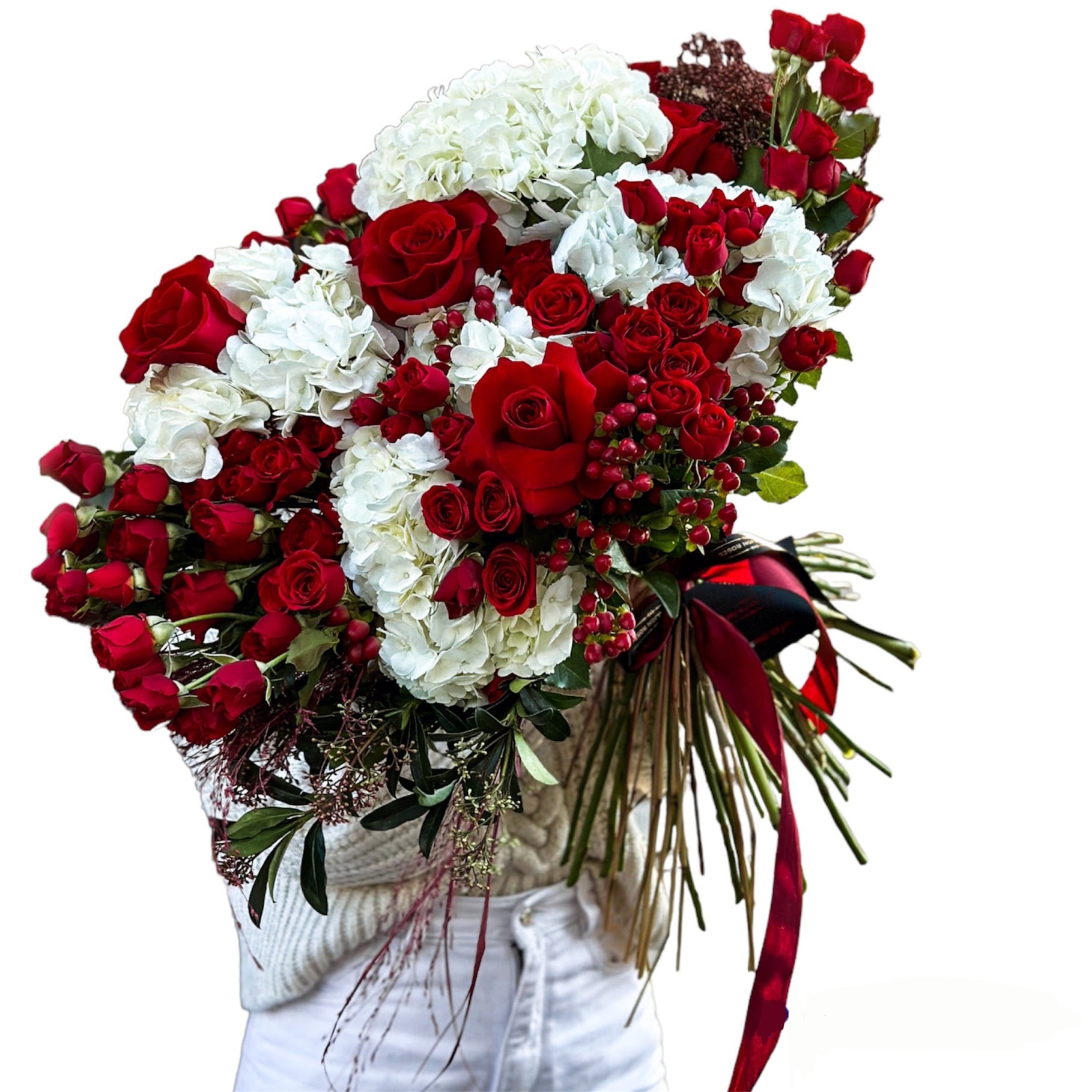 Buchet de lux cu trandafiri&hortensii