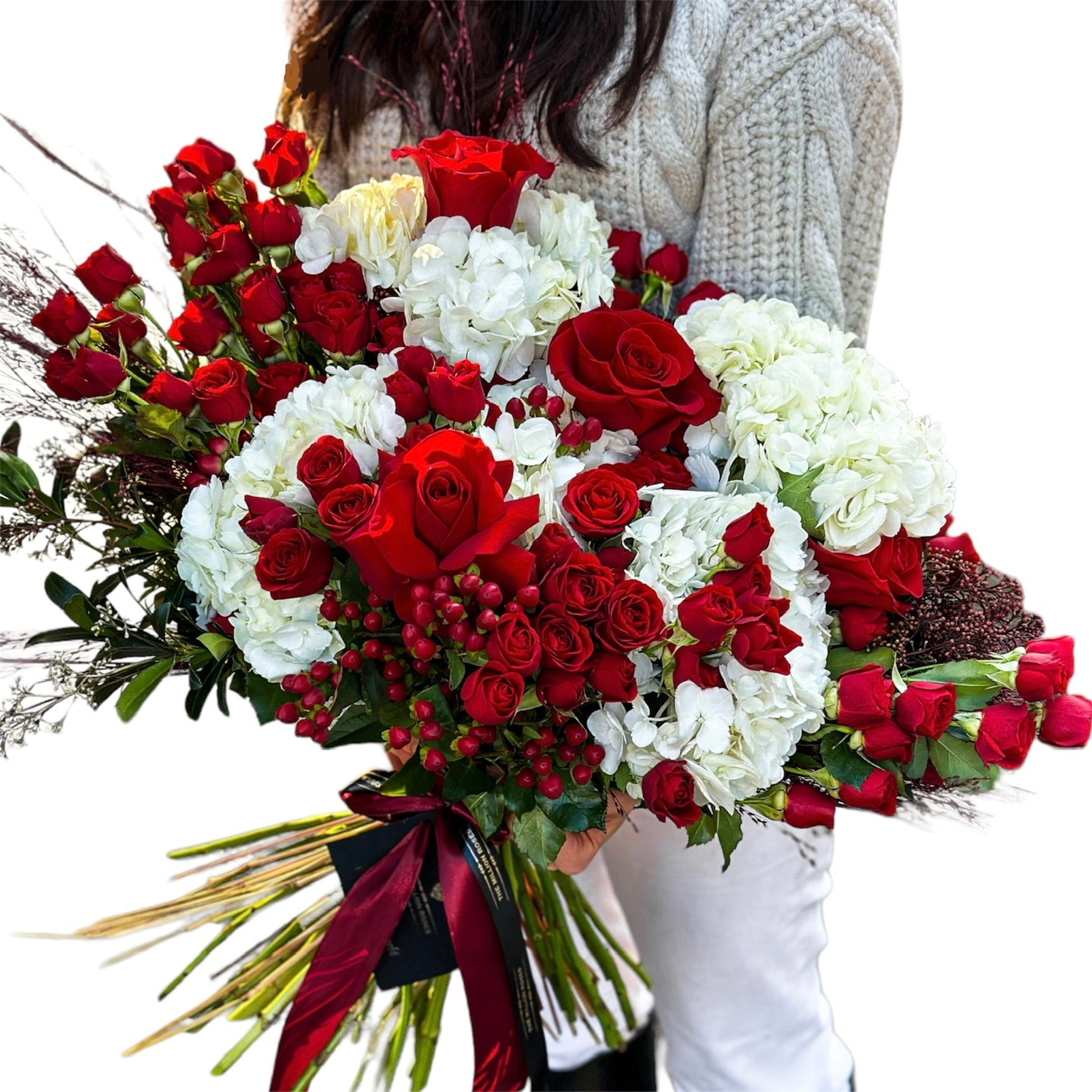 Buchet de lux cu trandafiri&hortensii