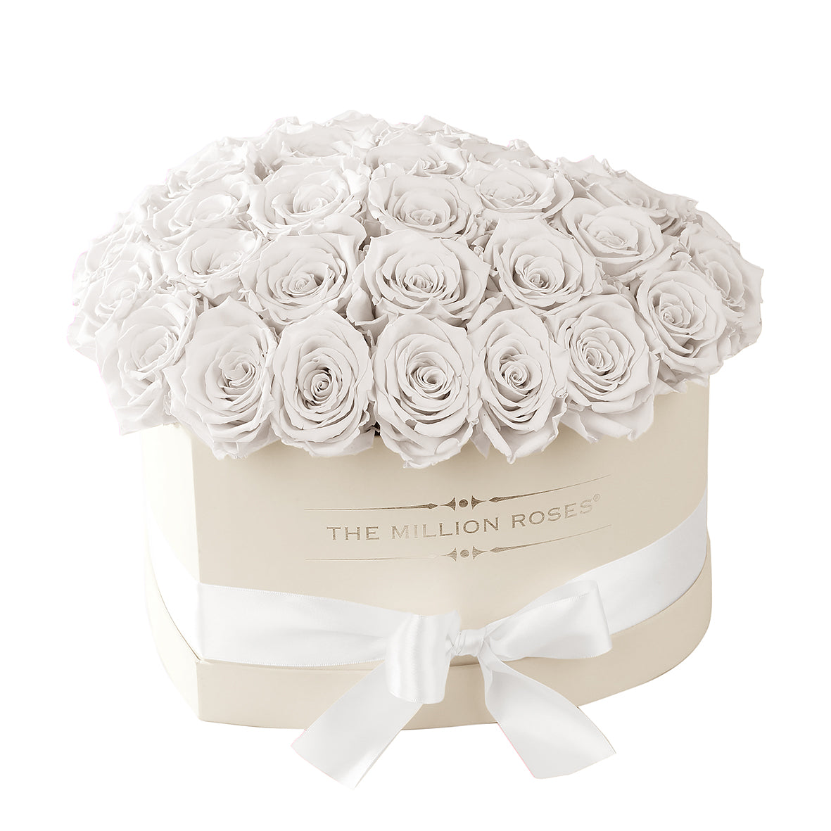 TRANDAFIRI CRIOGENAȚI ROz ÎN CUTIE ‘THE MILLION HEART’ TIP INIMĂ CREM