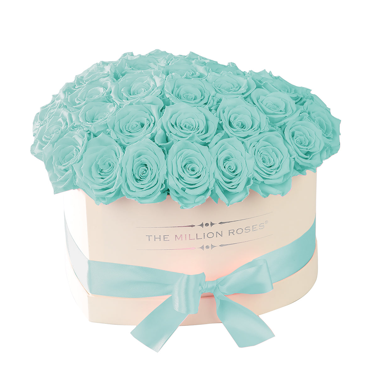 TRANDAFIRI CRIOGENAȚI TIFFANY BLUE ÎN CUTIE ‘THE MILLION HEART’ TIP INIMĂ CREM