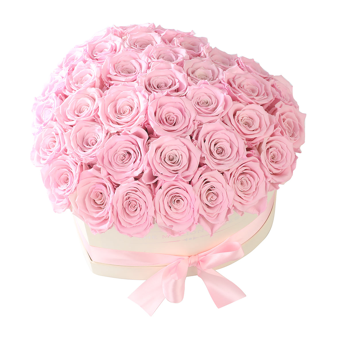 TRANDAFIRI CRIOGENAȚI ROZ ÎN CUTIE ‘THE MILLION HEART’ TIP INIMĂ CREM