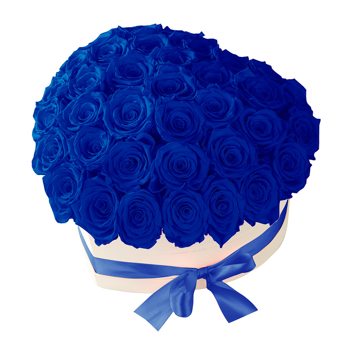 TRANDAFIRI CRIOGENAȚI ALBASTRI ÎN CUTIE ‘THE MILLION HEART’ TIP INIMĂ CREM