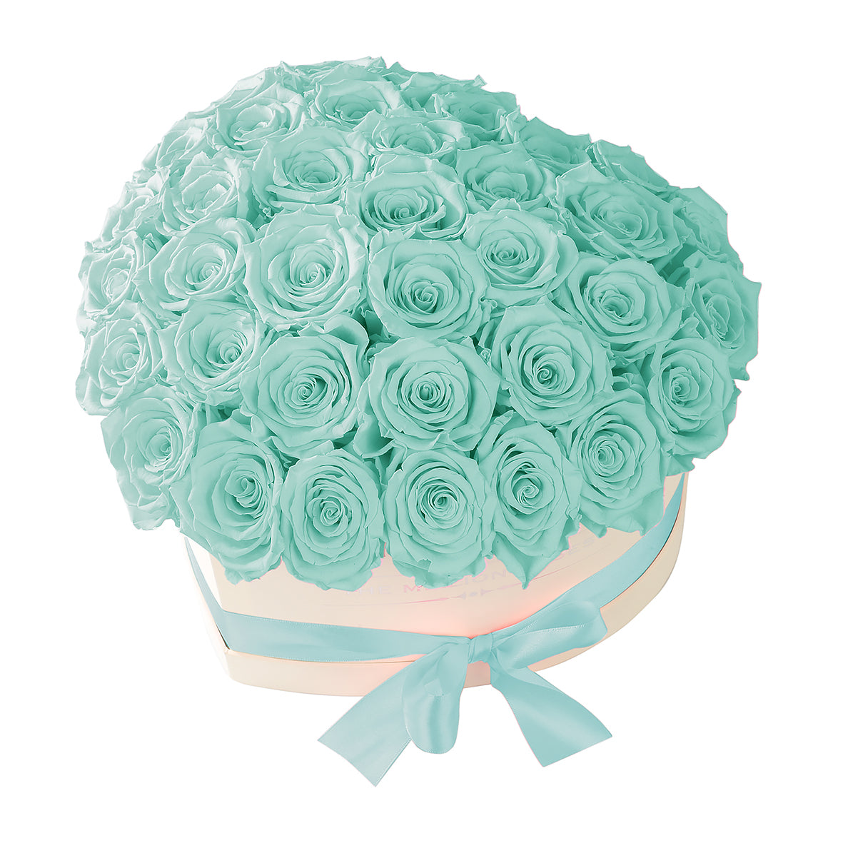 TRANDAFIRI CRIOGENAȚI TIFFANY BLUE ÎN CUTIE ‘THE MILLION HEART’ TIP INIMĂ CREM