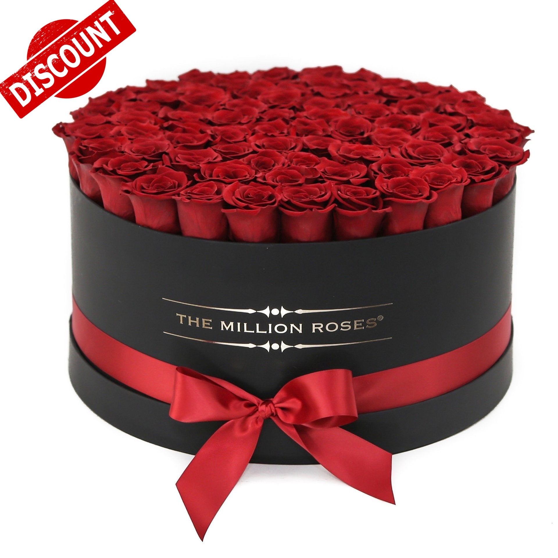 cutie mare cu trandafiri, cutie 101 trandafiri, trandafiri rosii in cutie rotunda, 