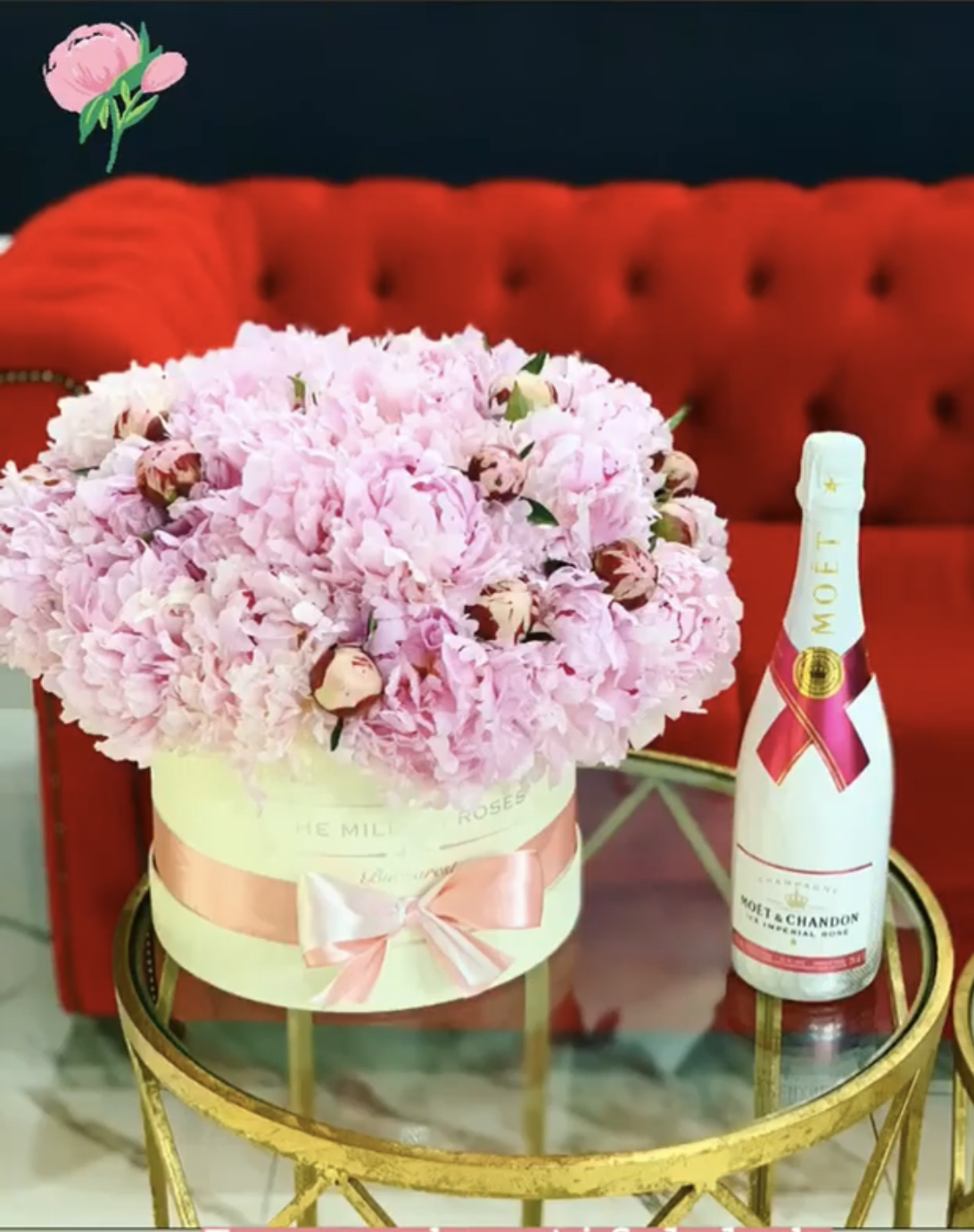 Aranjament cu bujori - Cutie medie