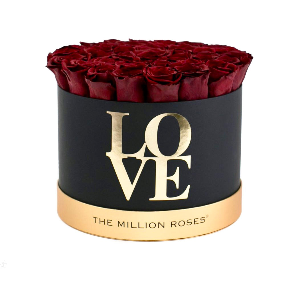 EDIȚIE LIMITATĂ LOVE - TRANDAFIRI CRIOGENAȚI ROȘII ÎN CUTIE MEDIE