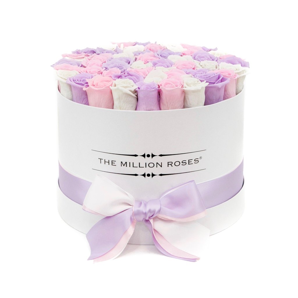 Trandafiri criogenați in cutie alba Medie -Princess selection